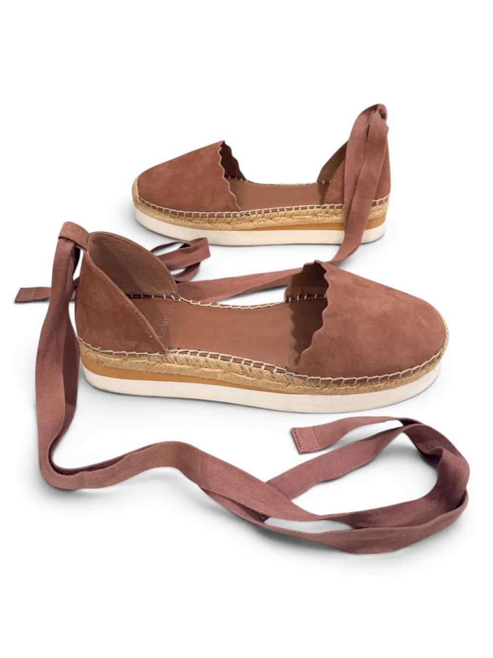 Vince Camuto Scalloped Lace-Up Espadrille in Dusty Rose